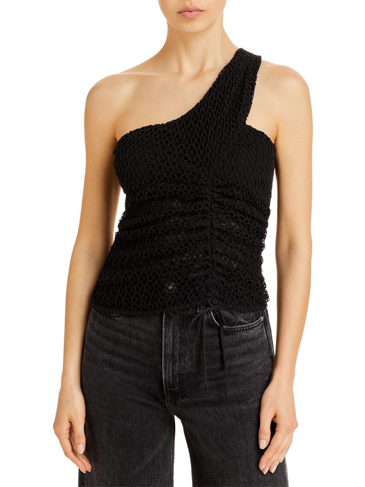 IRO Womens Mesh One Shoulder Pullover Top