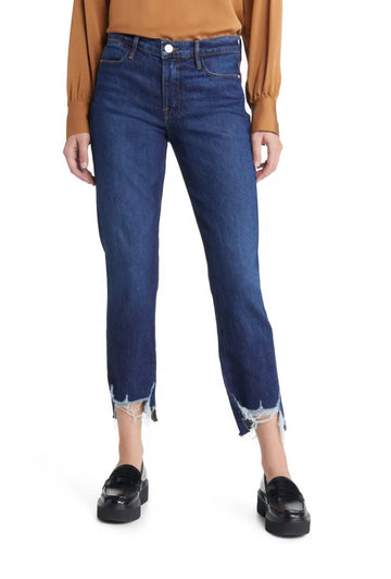Frame le high straight raw stagger jean in hallam chew