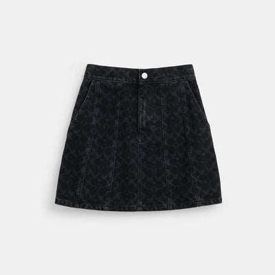 코치 COACH Outlet black signature denim skirt