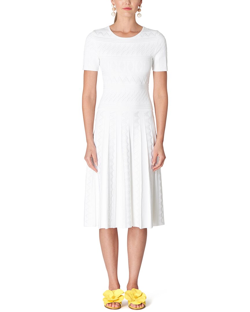 Shop Carolina Herrera Crewneck Flare Dress In White