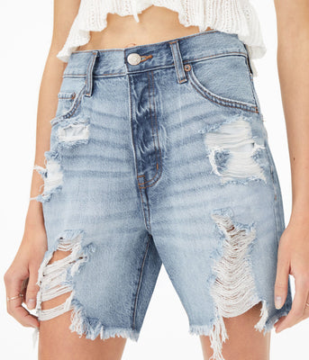 Aeropostale Womens Seriously Stretchy High-Rise Denim Midi Shorts