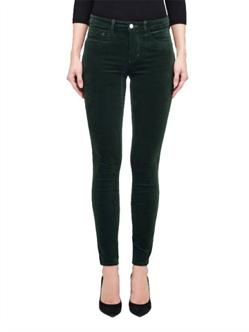 marguerite high rise velvet skinny jean in moss