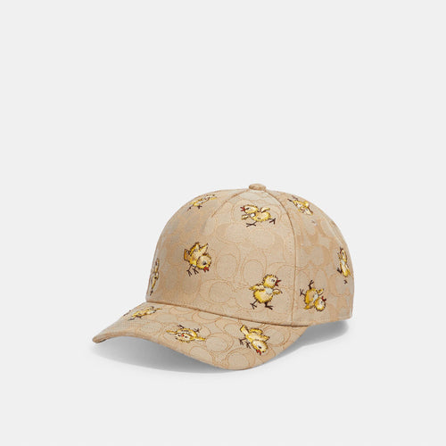 Coach Outlet Signature Jacquard Baseball Hat With Chick Print