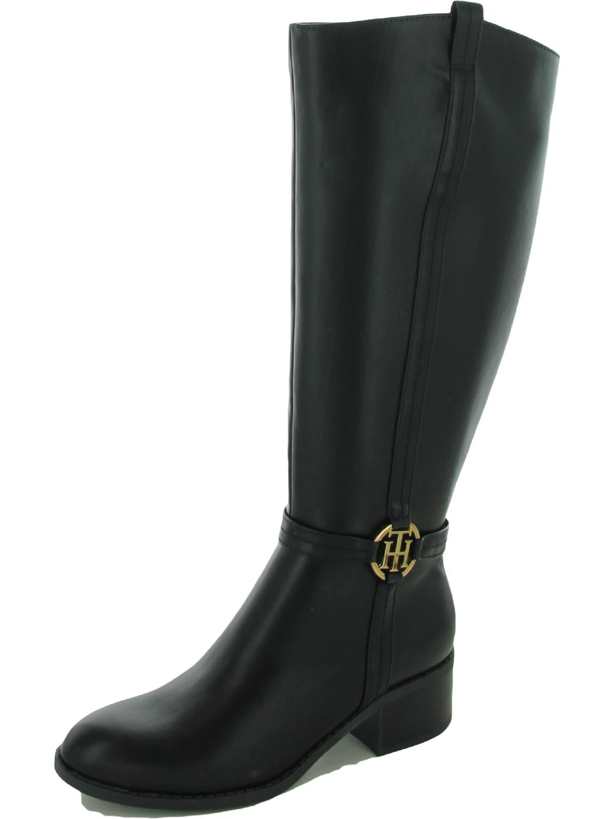 TOMMY HILFIGER Diwan Womens Wide Calf Faux Leather Knee-High Boots