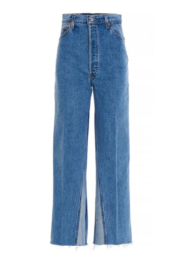 Re/Done wide-leg cropped jeans in indigo