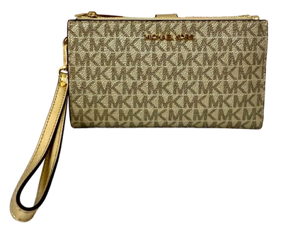 COACH®  Large Corner Zip Wristlet In Signature Canvas With Strawberry