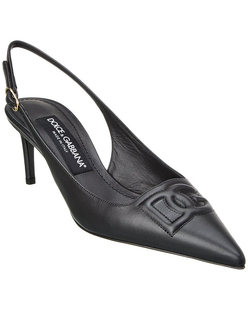 DOLCE & GABBANA Dolce & Gabbana DG Logo Leather Slingback Pump