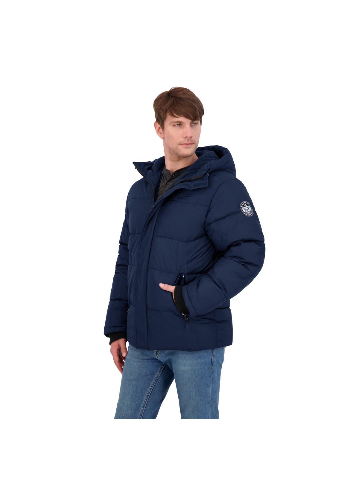 Shop Reebok Mens Heavyweight Insulated Puffer Coat In Blue