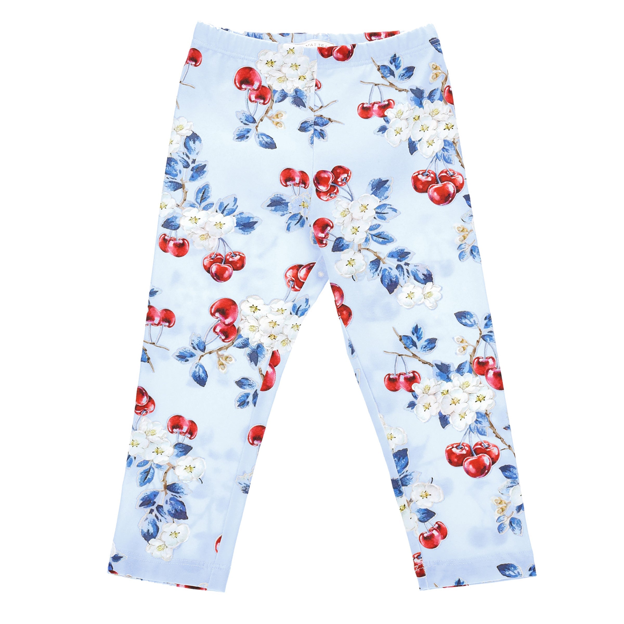 MONNALISA Blue All Over Cherry Print Leggings