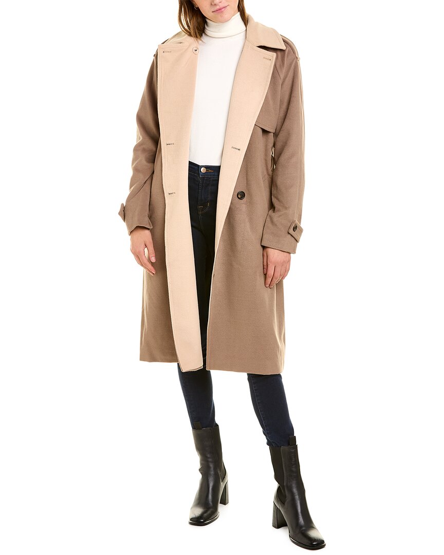Noize Malia Long Trench Coat In Brown | ModeSens