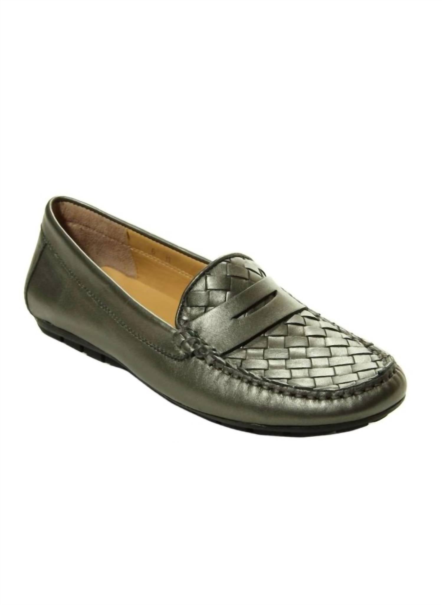 VANELI Adrik Woven Loafer in Pewter Pearl Leather