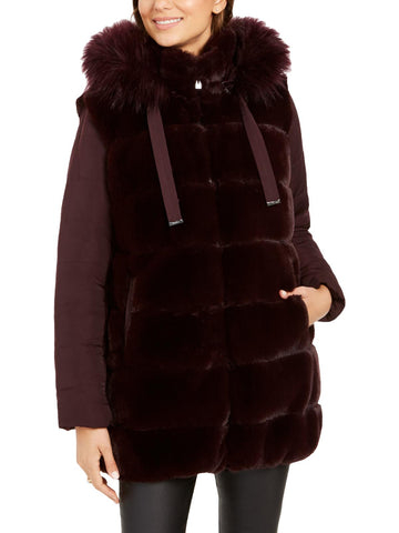 Via Spiga womens quilted winter faux fur coat