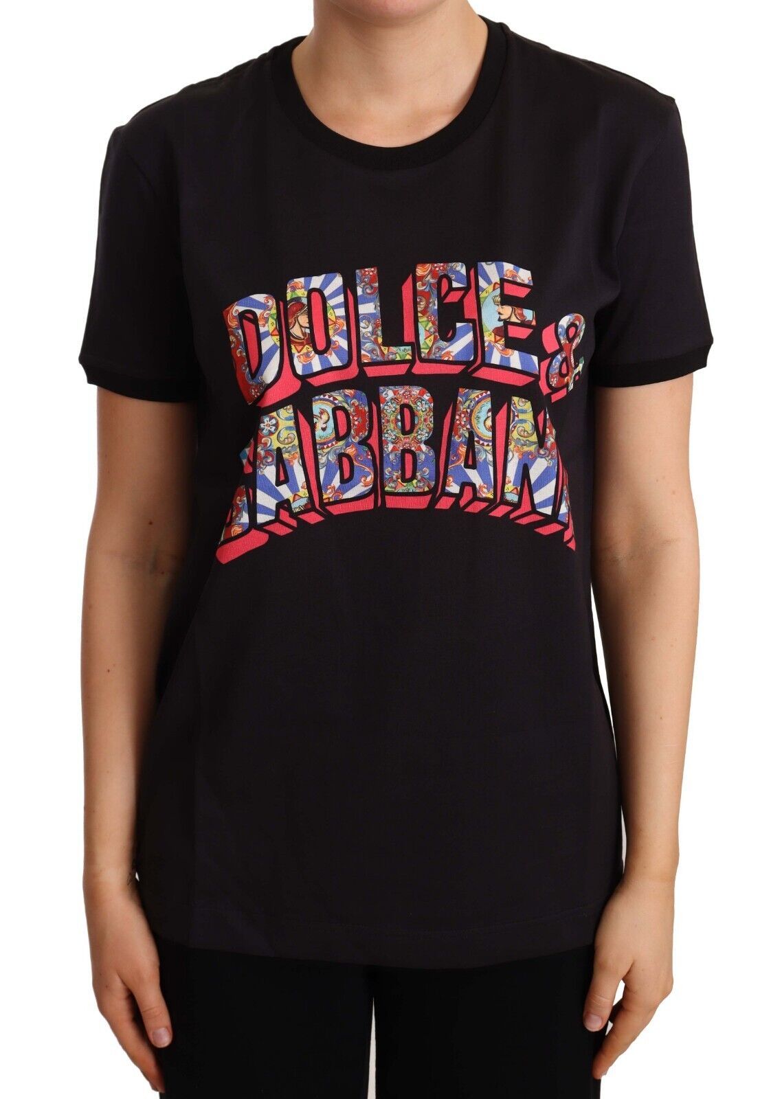 DOLCE & GABBANA Dolce & Gabbana  Cotton Large Print Top Crewneck Women's T-shirt