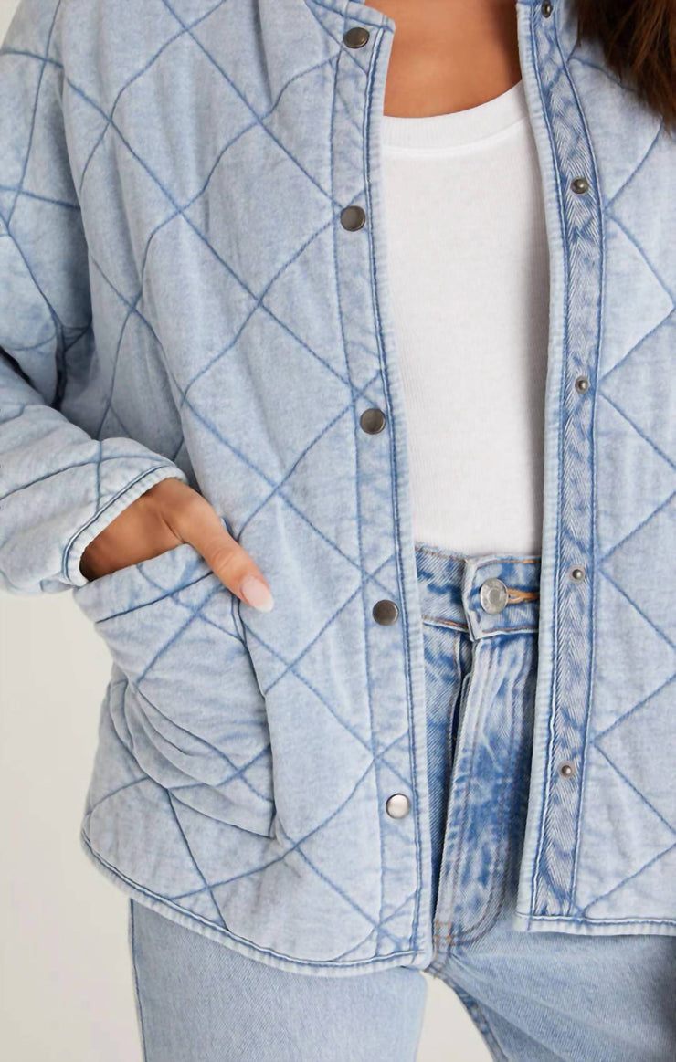 Z Supply Maya Knit Quilted Jacket in Denim Shop Premium Outlets