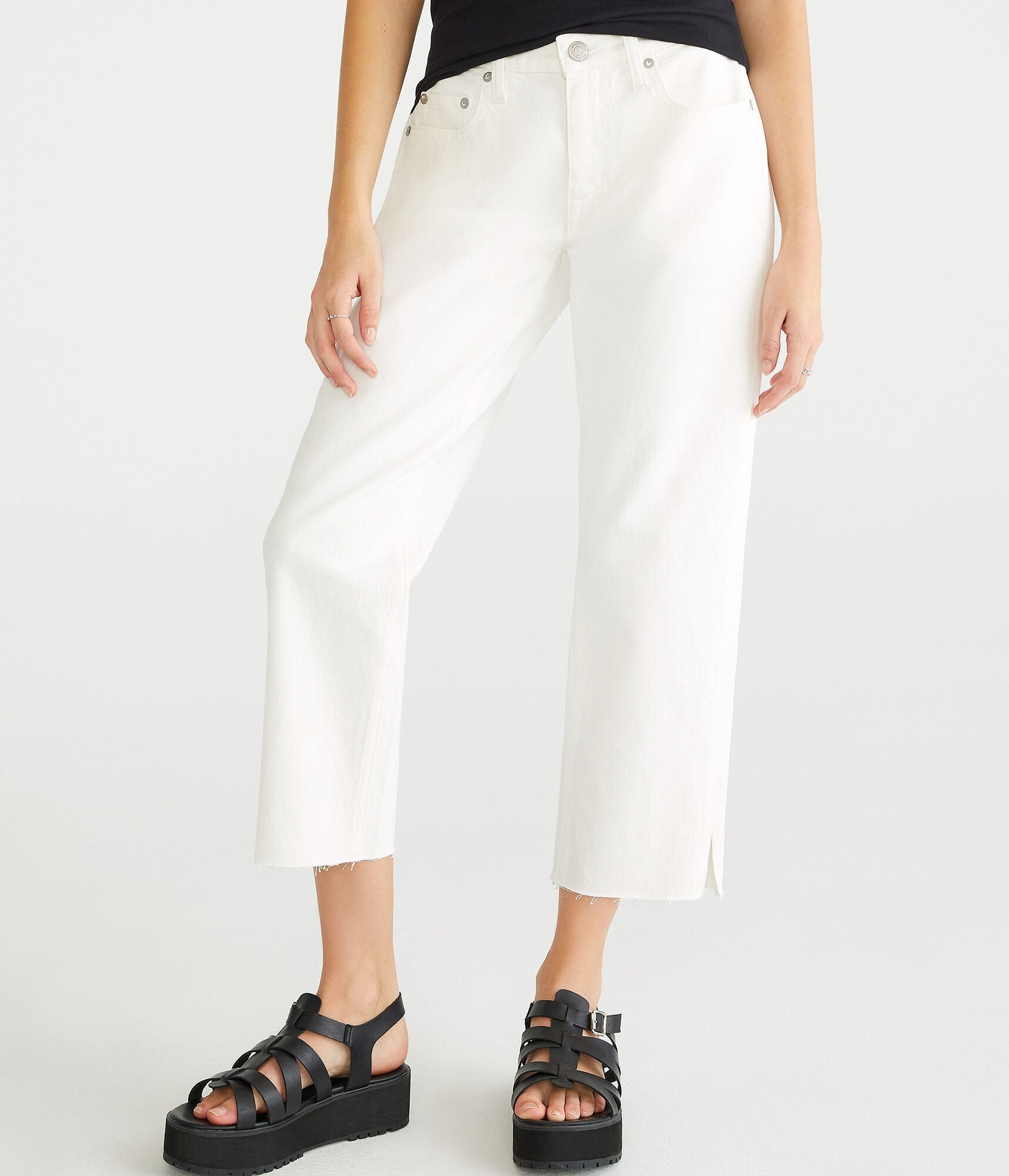 Shop Aéropostale Low-rise Baggy Crop Jean In White
