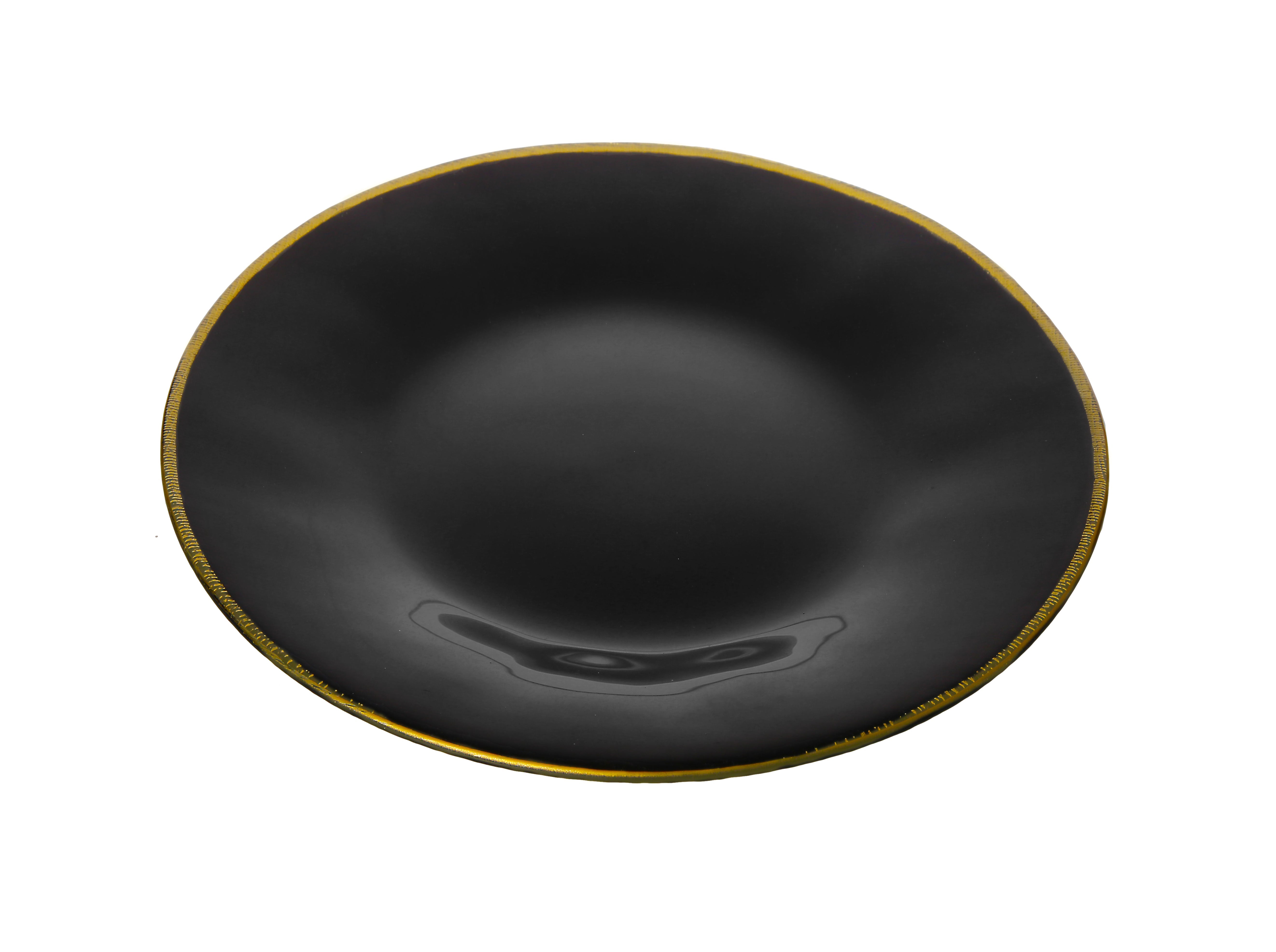 Shop Classic Touch Decor Set Of 4 Black Chargers With Gold Rim - 13"d