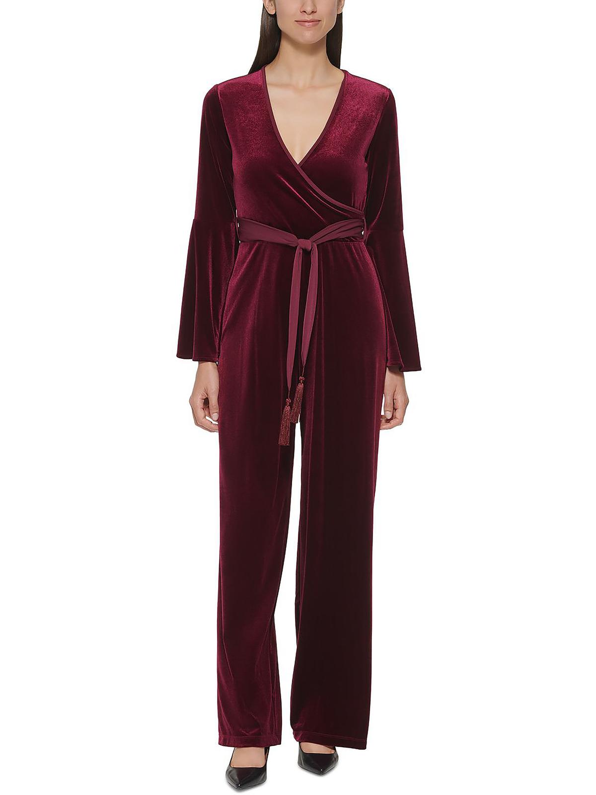 Calvin Klein Womens Velvet Tassel Jumpsuit In Red | ModeSens