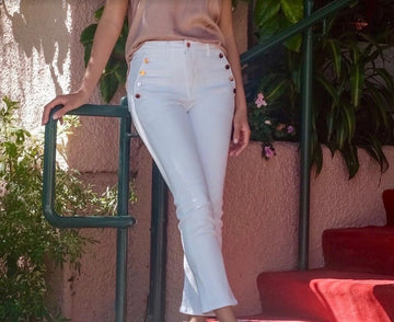 Fidelity cher high waist ankle slim straight leg jeans in starlett white