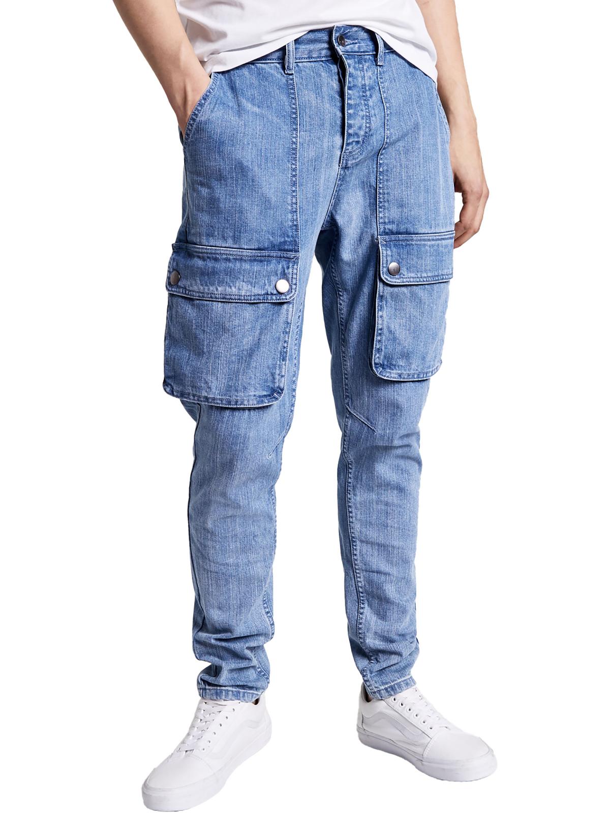 Shop Sun + Stone Mens Relaxed Tapered Cargo Jeans In Blue