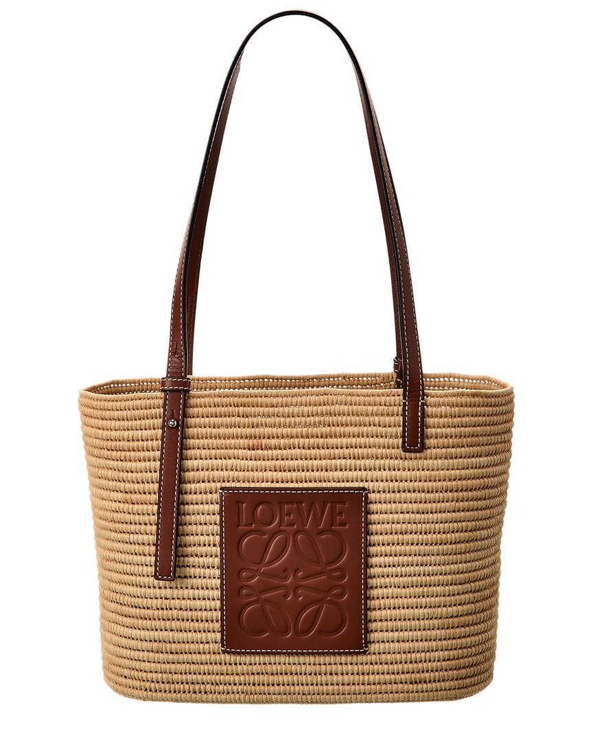 LOEWE Loewe Neutral Raffia Square Basket Tote (Authentic Pre-Owned)