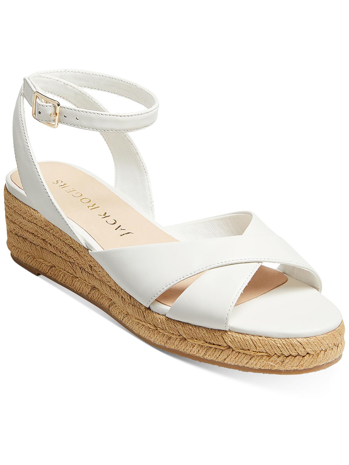 Shop Jack Rogers Palmer Criss Cross Womens Leather Ankle Strap Espadrilles In White