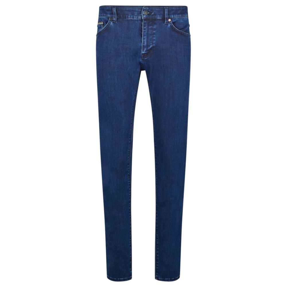 HUGO BOSS Regular-fit jeans in blue satin-touch denim