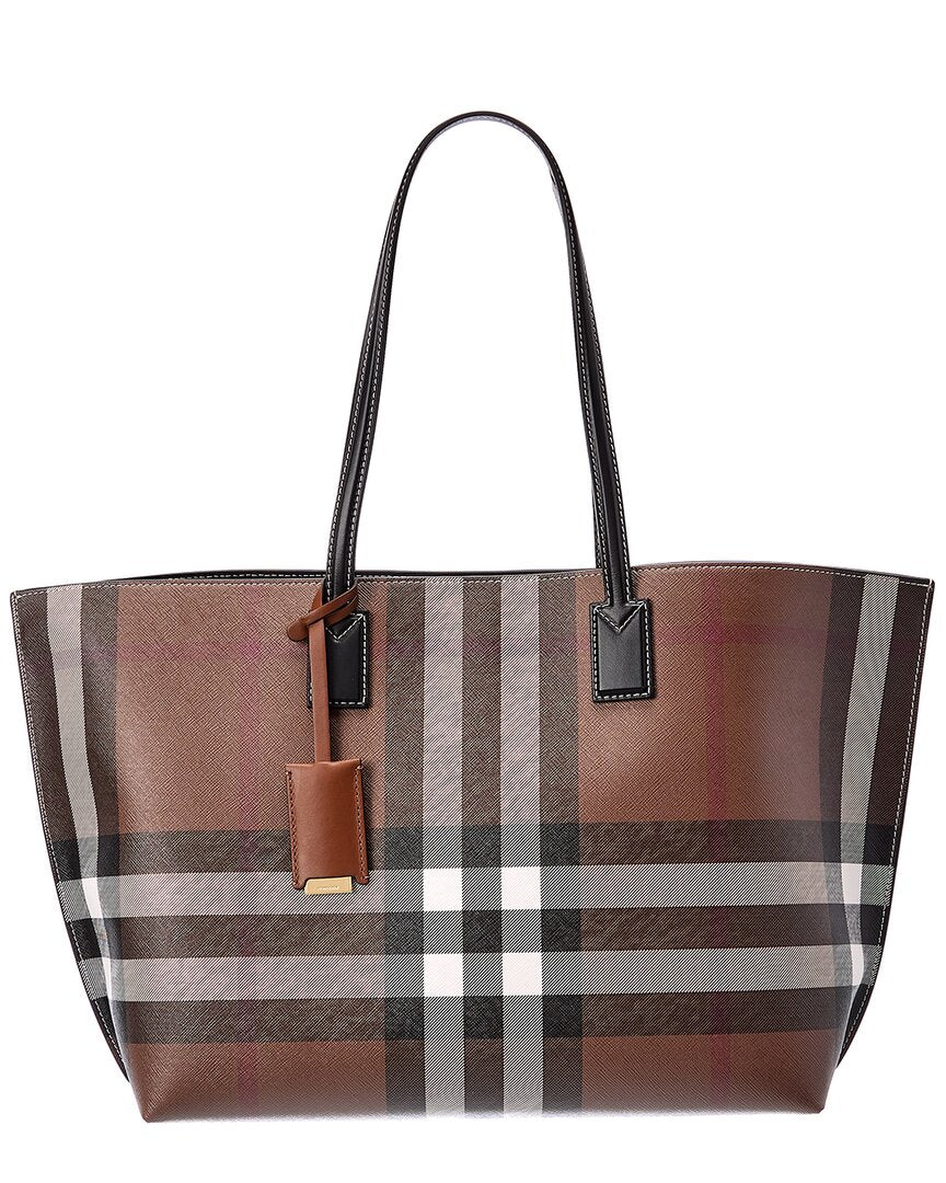 Check E-Canvas Tote Bag in Brown Burberry