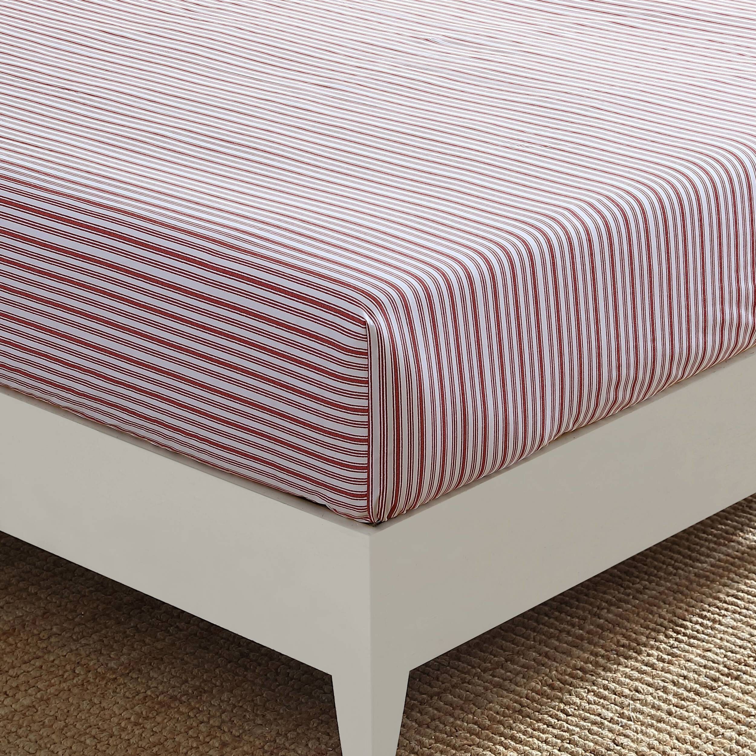 Nautica Coleridge Striped Red King Fitted Sheet In Pink