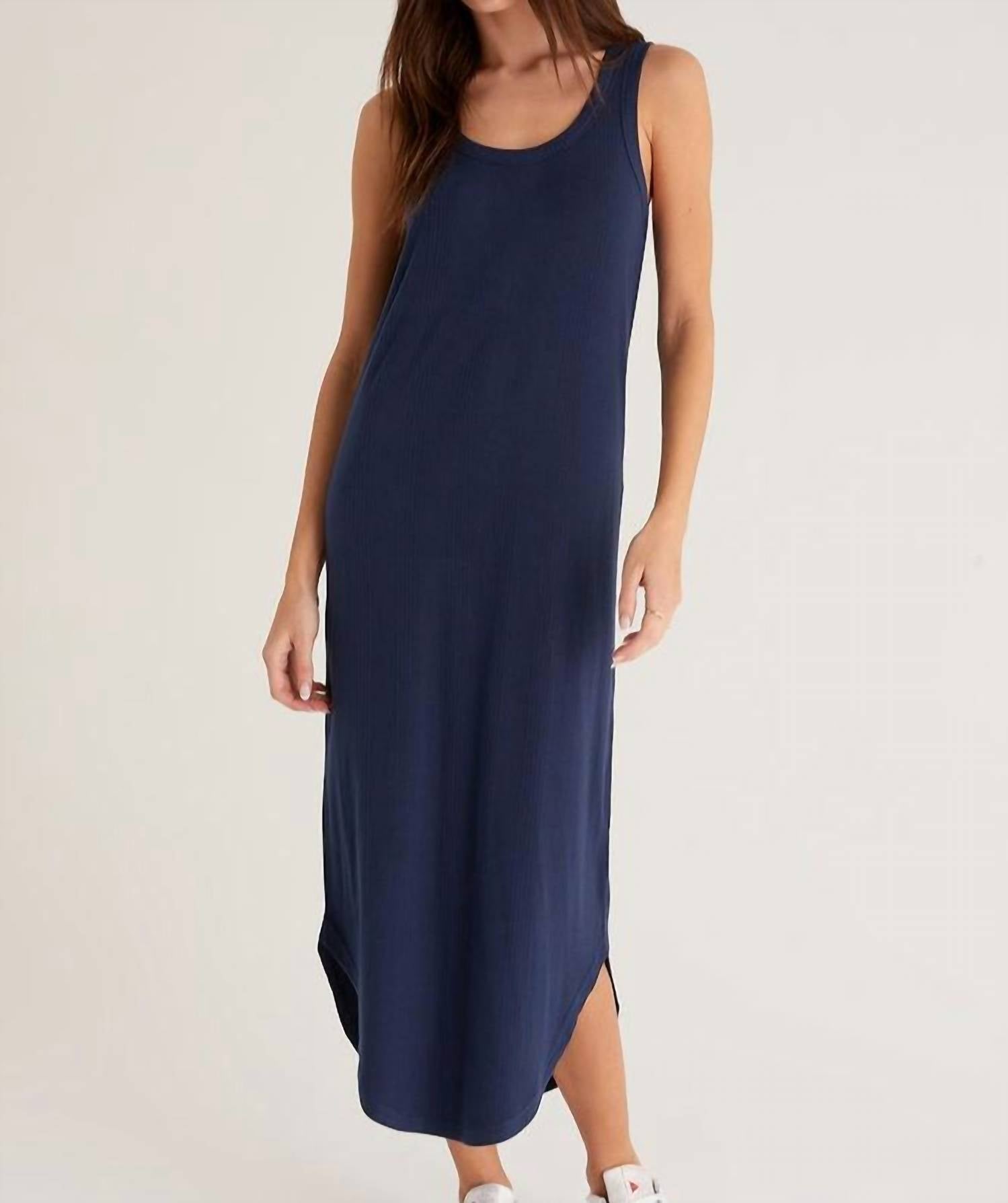 Z SUPPLY Jaslyn Verigated Rib Dress in Midnight Blue