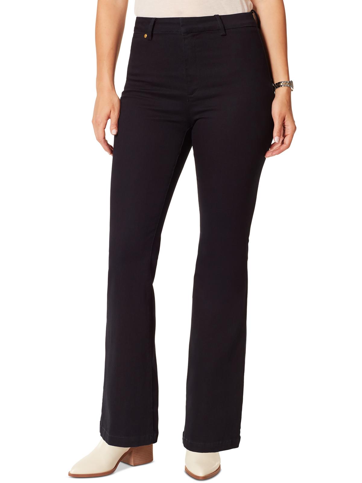 Shop Anne Klein Womens Denim High-rise Flare Jeans In Black