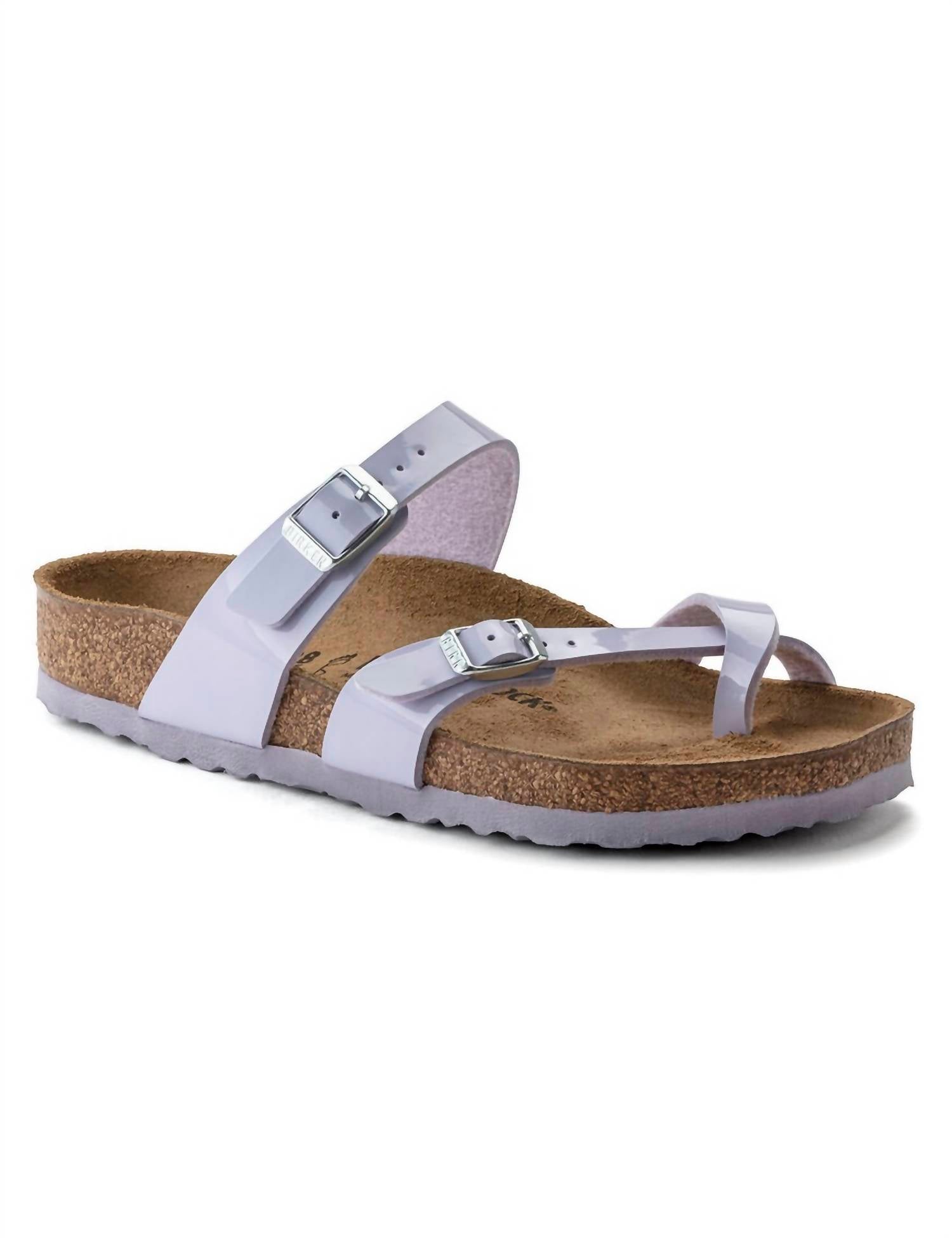 BIRKENSTOCK Mayari Birko-Flor Patent Sandal in Purple Fog