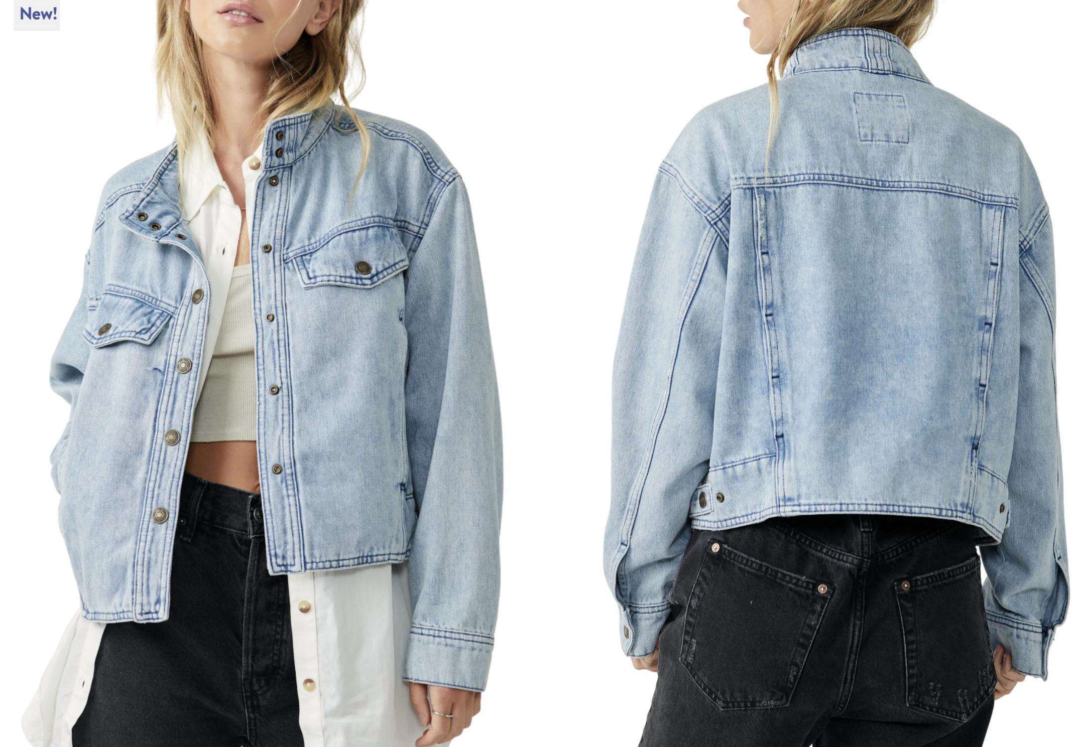 Free People Crystal Utility Denim Jacket In Blue | ModeSens