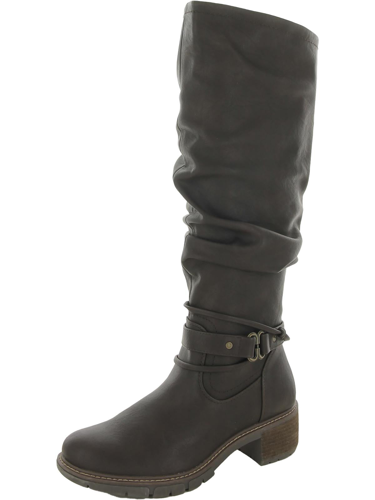 Shop White Mountain Crammers Womens Faux Leather Slouchy Knee-high Boots In Grey