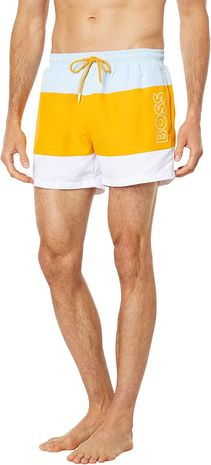 Shop Hugo Boss Coco Swim Shorts Open Yellow Swim Shorts Trunks