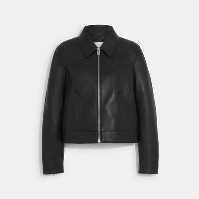 코치 COACH Outlet leather jacket,black