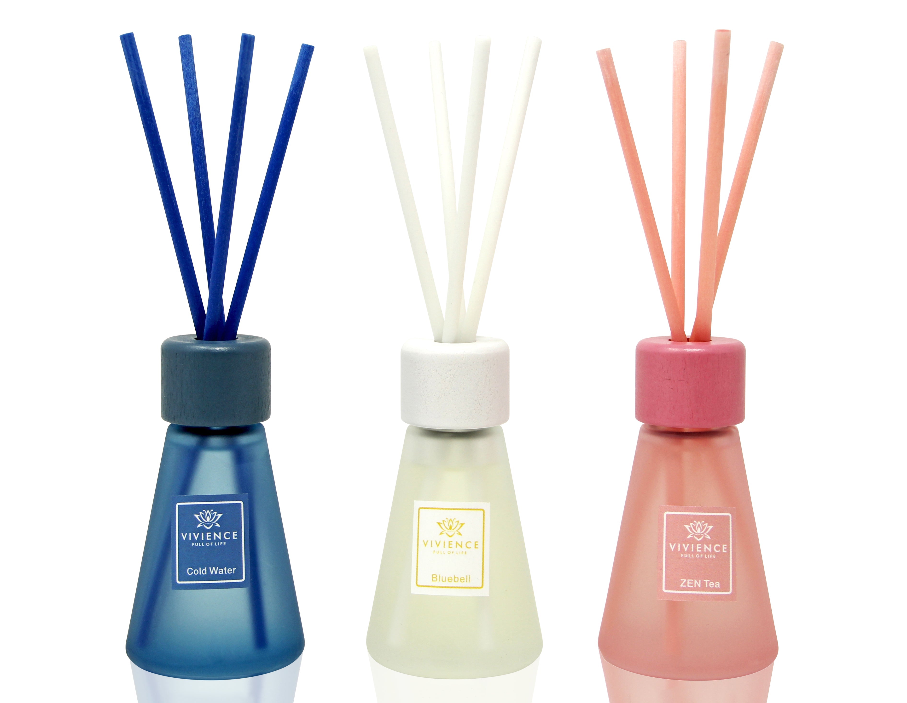 VIVIENCE Set of 3 Cone Shaped Reed Diffusers Assorted Colors