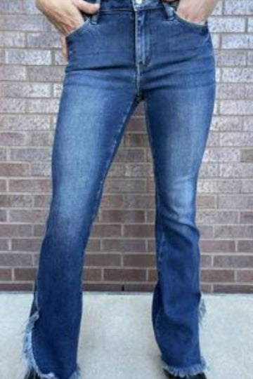 Kancan zahara high rise flare jeans in dark wash