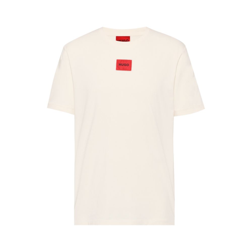 HUGO Regular-fit cotton T-shirt with red logo label