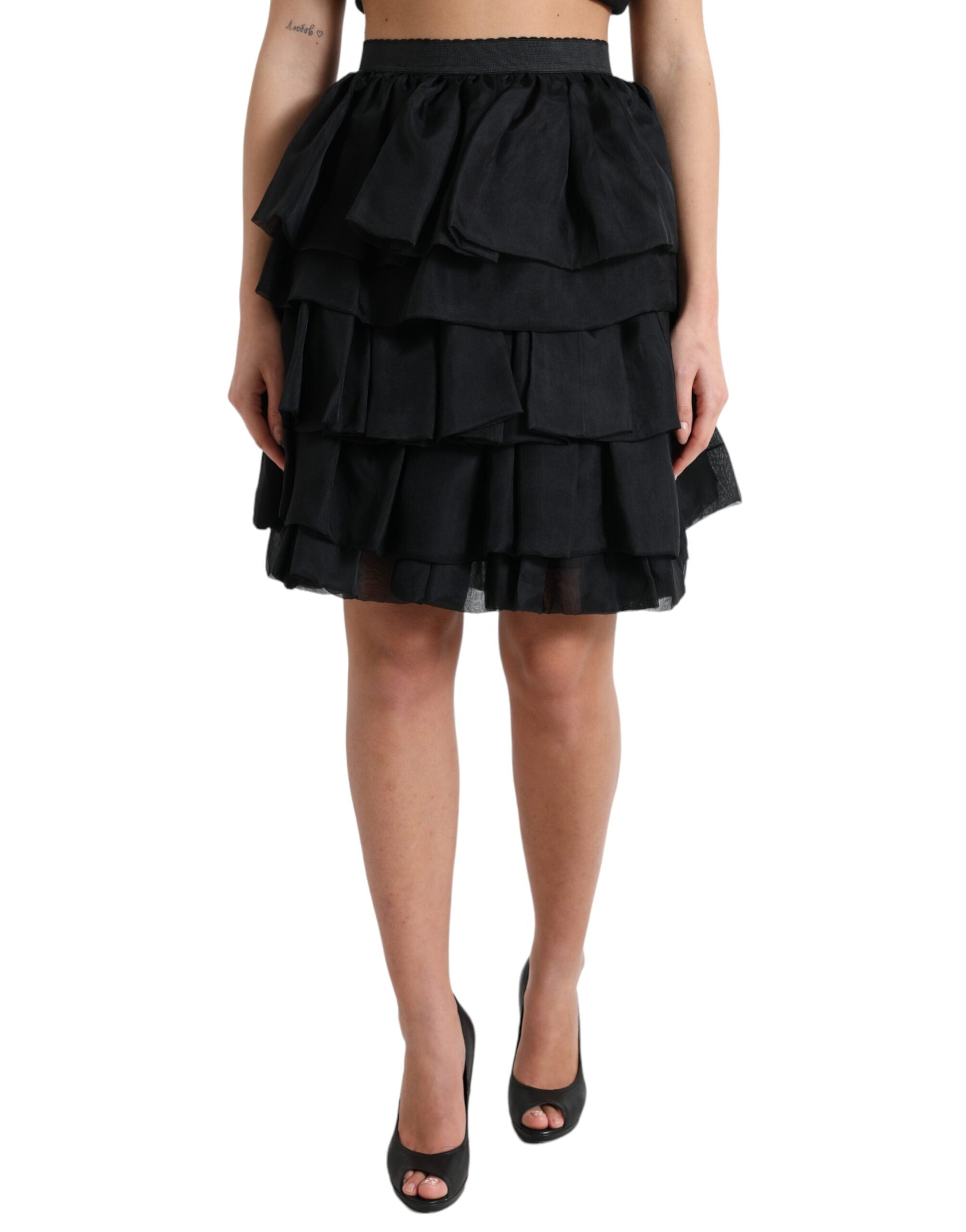 DOLCE & GABBANA Dolce & Gabbana  Tie Aline High Waist Silk Mini Women's Skirt