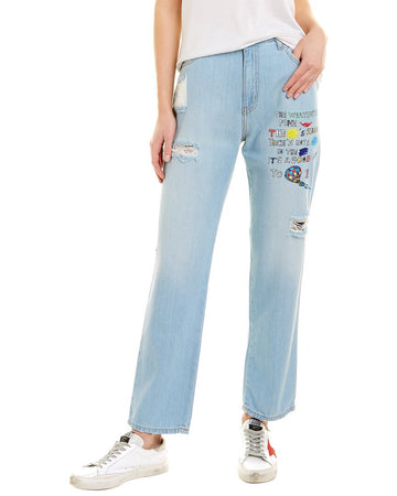 Love Moschino printed blue baggy jean