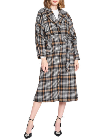En Saison womens checkered cold weather trench coat