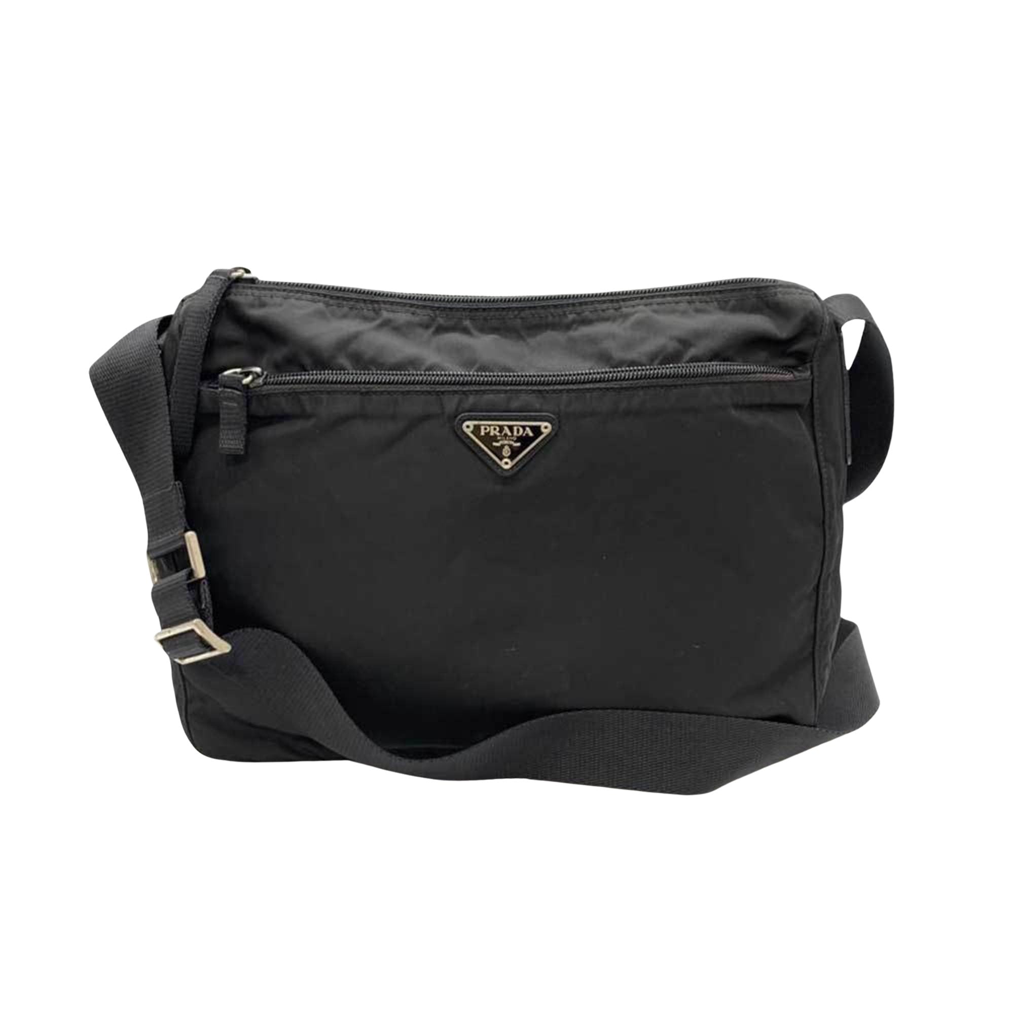 Shop Prada Tessuto Synthetic Shoulder Bag () In Black