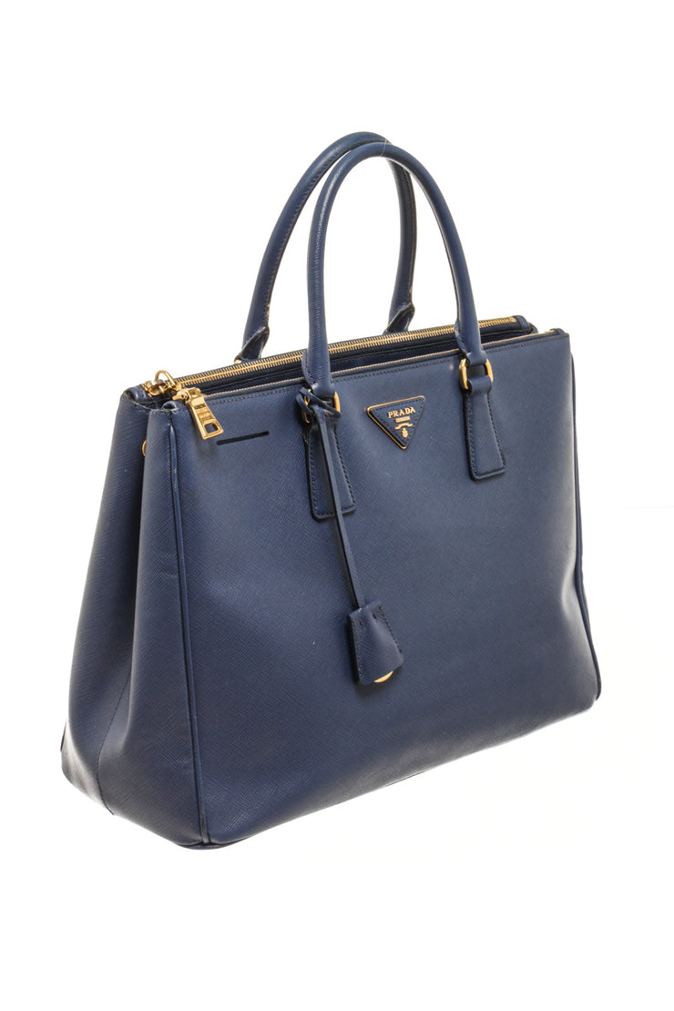 Prada Dark Blue Leather Tote Bag | Shop Premium Outlets