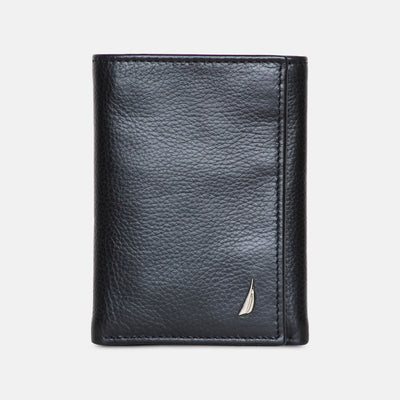 Factory Slim Logo Striped Bifold Wallet - Black