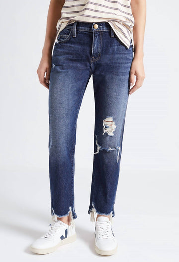 Current/Elliott the cropped straight jean in further destroyed hack hem