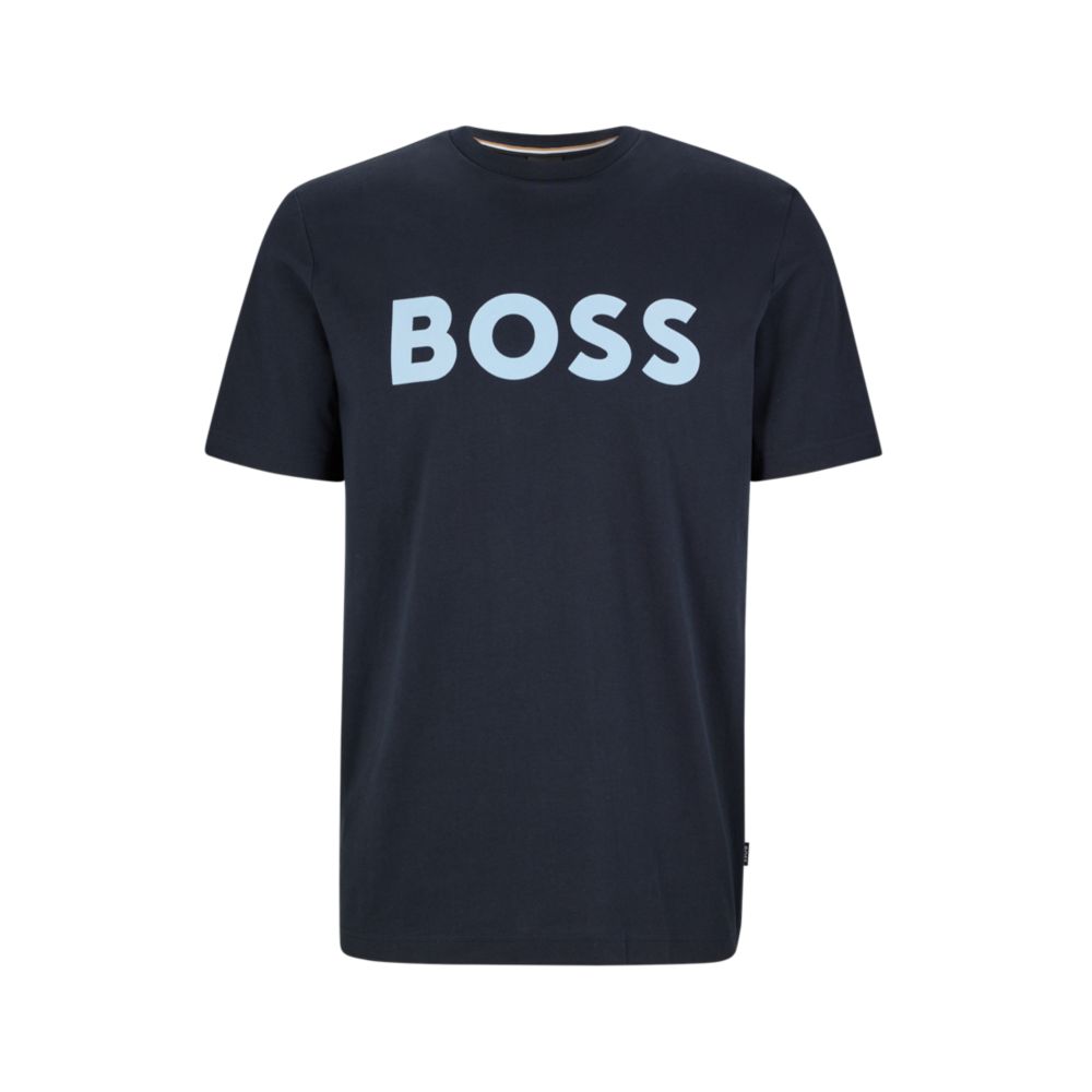 HUGO BOSS Flock-print logo T-shirt in cotton jersey
