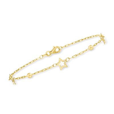 14kt Tri-Colored Gold Heart-Link Bracelet