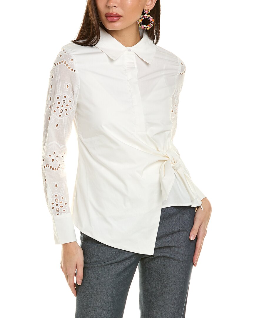 Shop Gracia Bow Waist Shirt In White