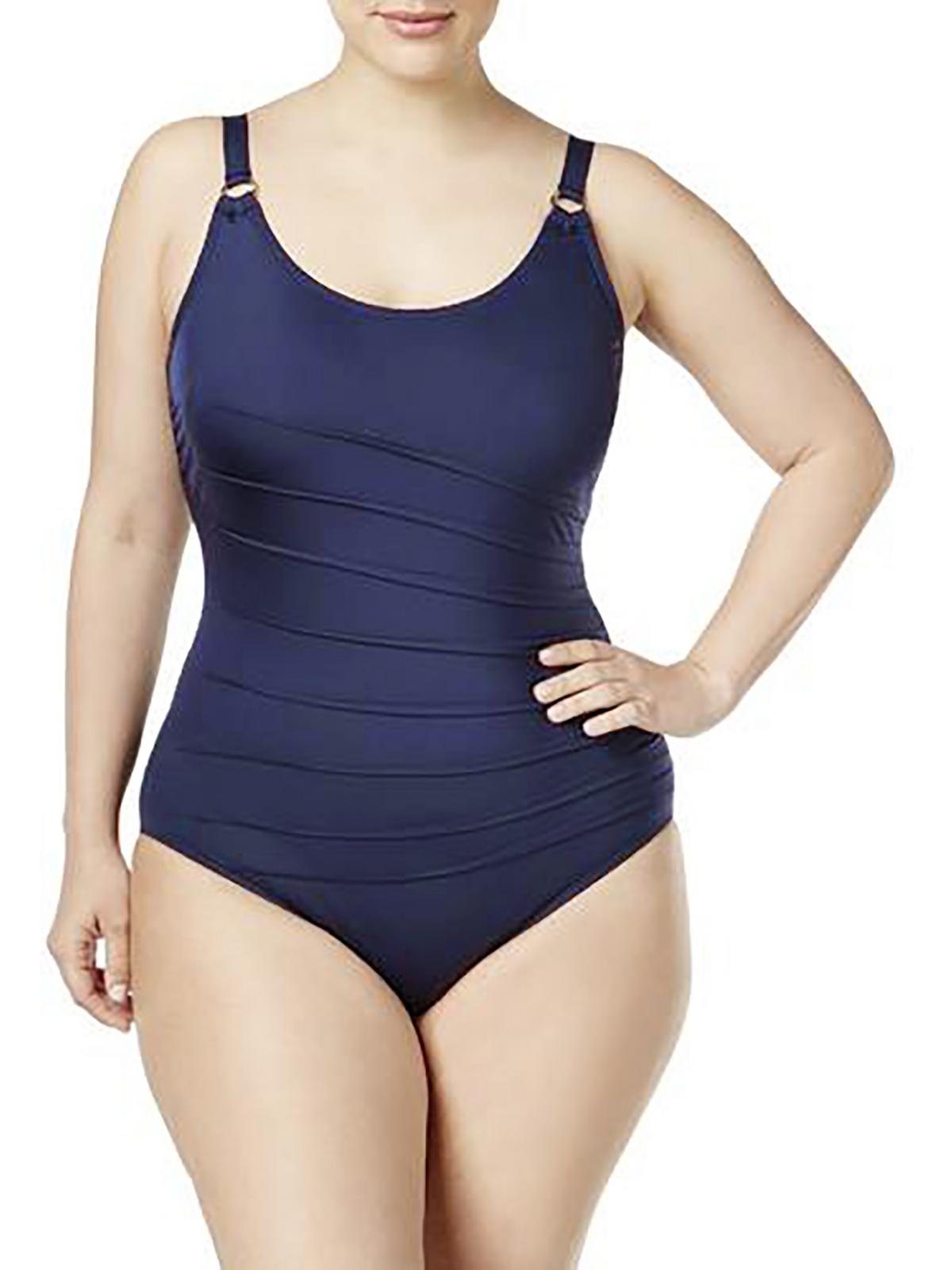 Shop Calvin Klein Womens Stretch Pintuck One-piece Swimsuit In Blue