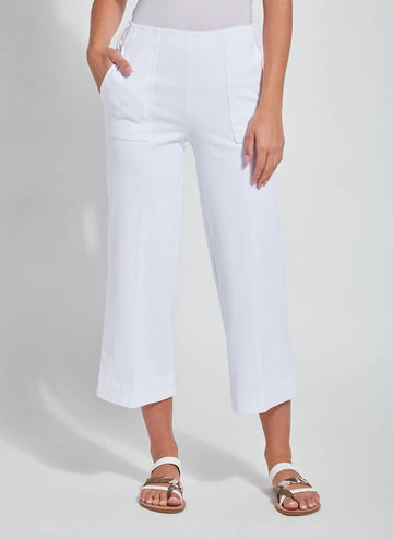 Lysse jade wide leg crop denim in white